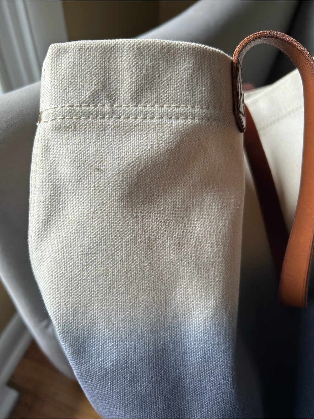 Madewell Canvas Transport Tote Ombre Dip Dye Blue Ivory - Picture 7 of 8